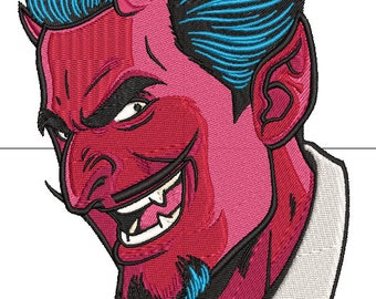 Devil Head Embroidery, El Diablo Embroidery Design File, Machine Embroidery, Demon Head Embroidery, Horror Scary Halloween, Digital Download