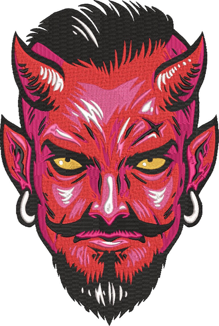 El Diablo Embroidery Design File, Machine Embroidery, Devil Head