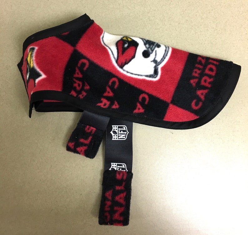Easy on and Off ~ Fleece Pet Jacket ~ Dog or Cat Coat ~ Outerwear ~ Arizona Cardinals Fan Gear Jacket ~ Football Sports Team