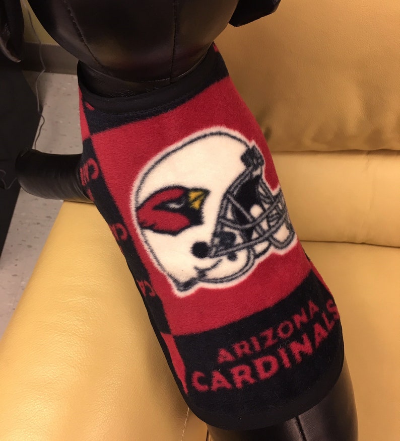 Easy on and Off ~ Fleece Pet Jacket ~ Dog or Cat Coat ~ Outerwear ~ Arizona Cardinals Fan Gear Jacket ~ Football Sports Team