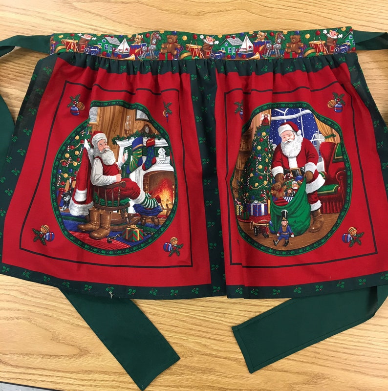 Santa Scenes ~ Festive Holiday Themed Hostess Half Apron