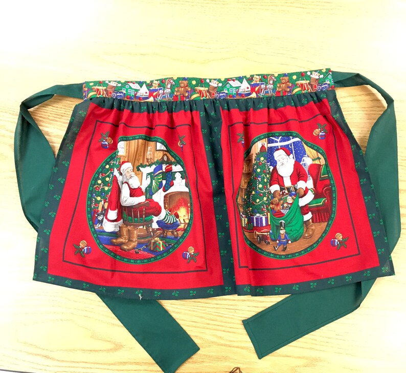 Santa Scenes ~ Festive Holiday Themed Hostess Half Apron