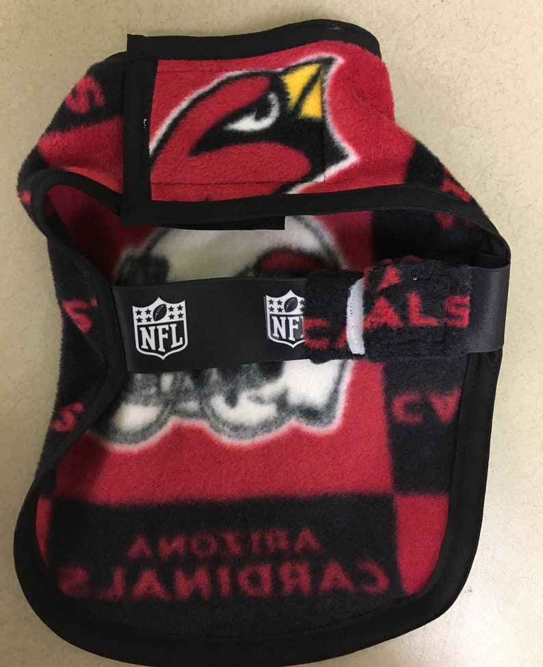 Easy on and Off ~ Fleece Pet Jacket ~ Dog or Cat Coat ~ Outerwear ~ Arizona Cardinals Fan Gear Jacket ~ Football Sports Team