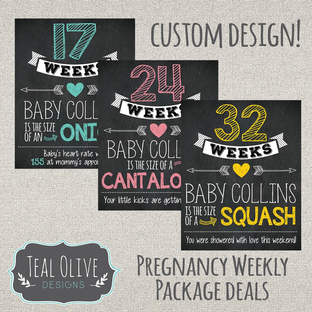 Weekly Pregnancy Chalkboard Sign Chalkboard Sign Weekly Packages Weekly ...