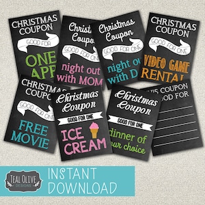 Cupones de Navidad \ Rellenos de medias \ DIY imprimible \ Descarga instantánea