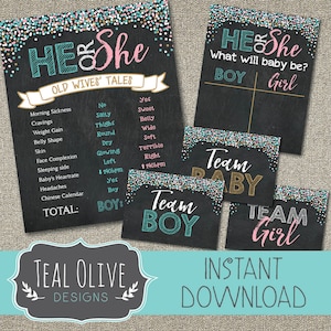 Gender Reveal Package | Old Wives Tales | Cast Your Vote | Printable Chalkboard | DIY Printable | He or She, Boy or Girl, Pink or Blue