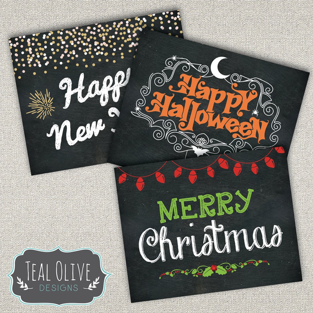 Holiday Sign Printables INSTANT DOWNLOAD Chalkboard Prints Christmas ...