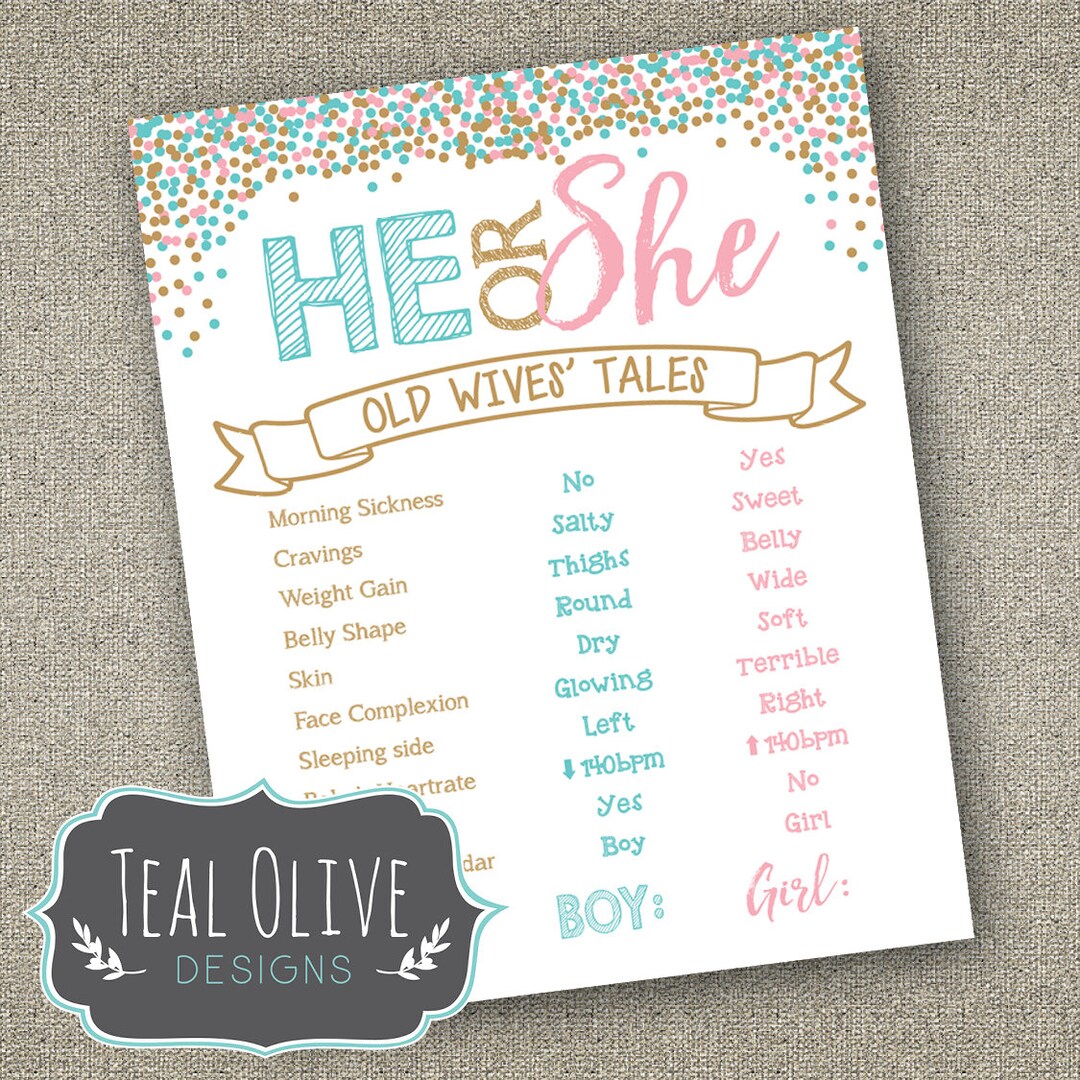 Gender Reveal Old Wives' Tales Printable Chalkboard Poster DIY ...