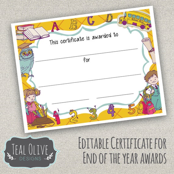 class award certificate printables