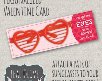 Valentine's Day Card "I've got my eyes on you!" DIY Printable Tag | Valentine tag for classroom | Sunglasses valentine card