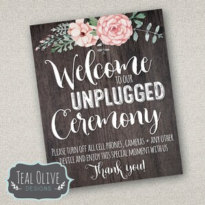 Unplugged Wedding Sign - Rustic Chic Wedding - Wedding poster - Wood Poster - Beach Wedding - Unplugged Ceremony - Wedding Sign