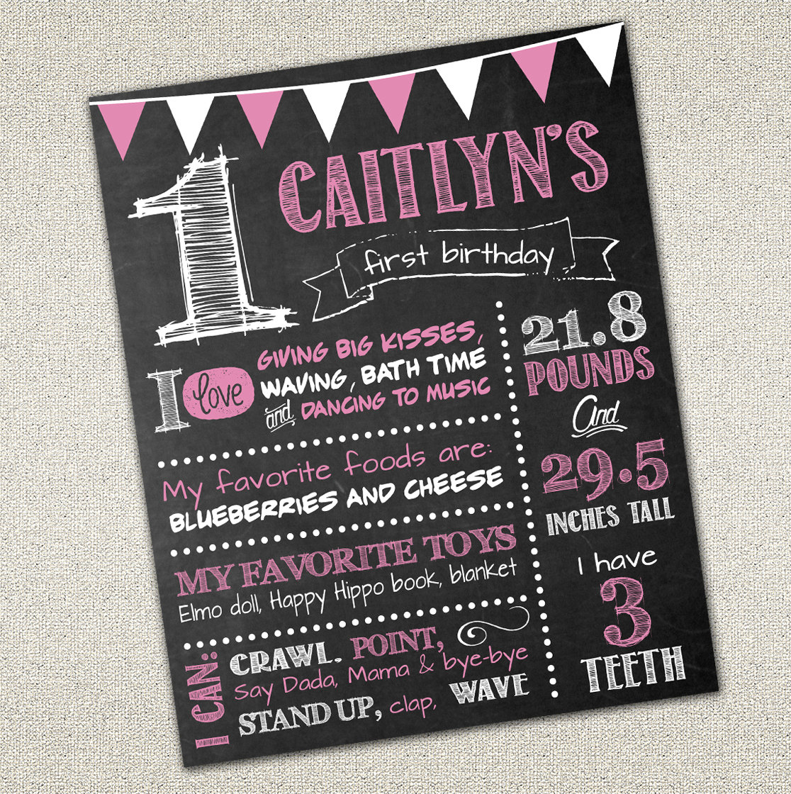 Chalkboard Birthday Sign First Birthday chalkboard Etsy