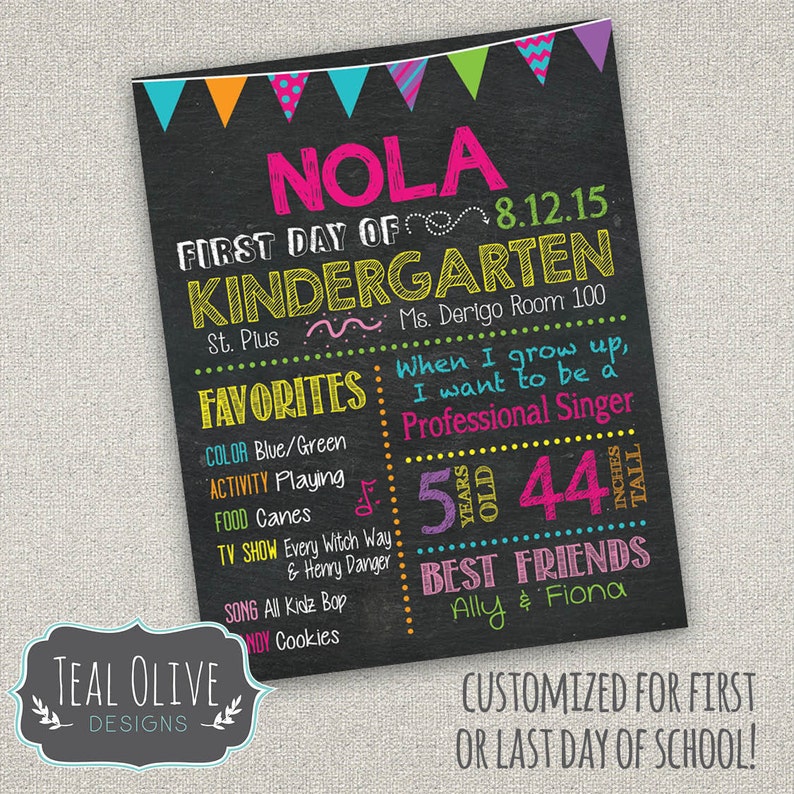 First Day of School Sign Back to School Last Day of School Printable Chalkboard Poster DIY Printable image 1