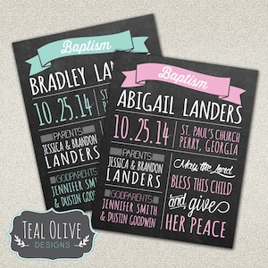 Baptism Announcement Sign | Photo Prop | Chalkboard Sign| Subway Art | Wall Art | DIY Printable