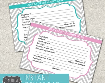 Mommy-to-be Advice Cards for Baby Shower \ Instant Download \ DIY Printable \ 4x6 cards