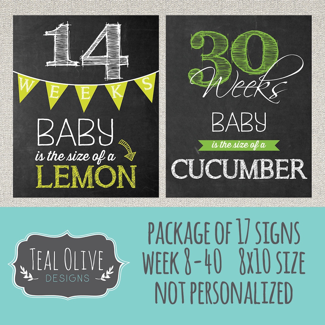 Bi-weekly Pregnancy Chalkboard Sign - Week 8-40 Package Deal 17 Signs ...