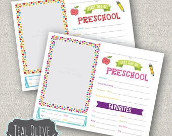 First Day of School Printable | Last Day of School Printable |  School Keepsake  |  DIY Printable | Instant Download