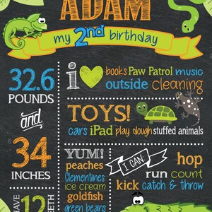 Jungle Theme Birthday Chalkboard Sign First Birthday chalkboard Birthday Sign Jungle, Safari, Animals, Reptiles Digital Print image 2