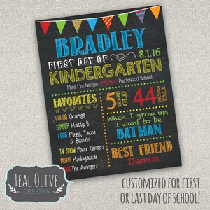 First Day of School Sign Back to School Last Day of School Printable Chalkboard Poster DIY Printable image 2