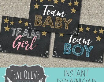 Twinkle Twinkle Little Star Gender Reveal sign - INSTANT DOWNLOAD - 5x7 Team Baby, Team Boy, Team Girl cards - gender reveal sign