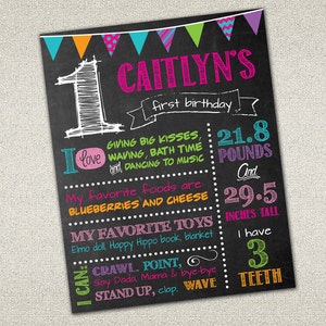 Chalkboard Birthday Sign - first Birthday chalkboard - Birthday Sign - Digital Print