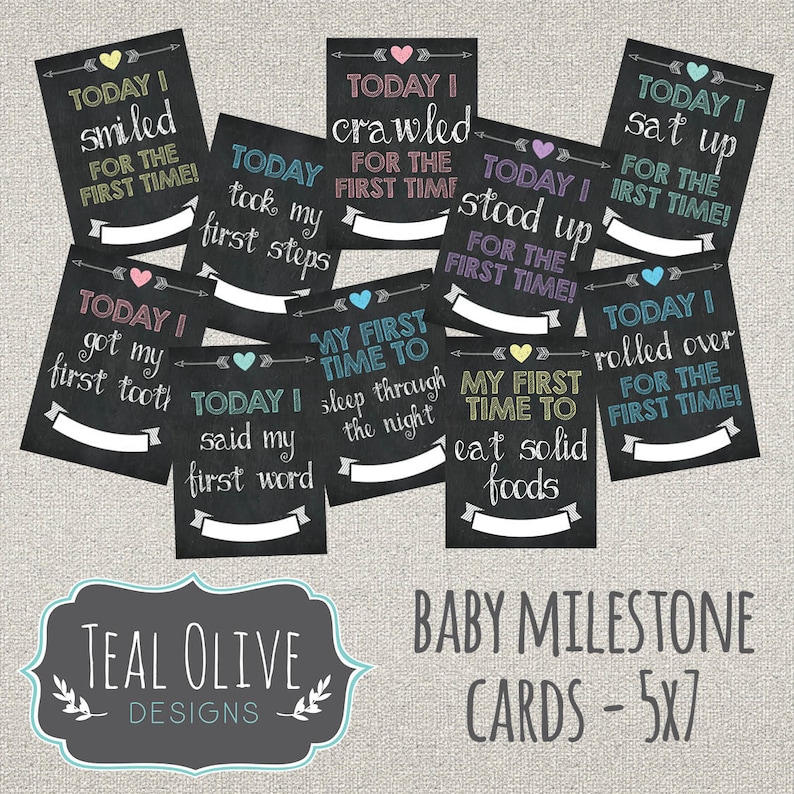 Baby Milestone Cards DIY Printable 5x7 Cards Chalkboard - Etsy