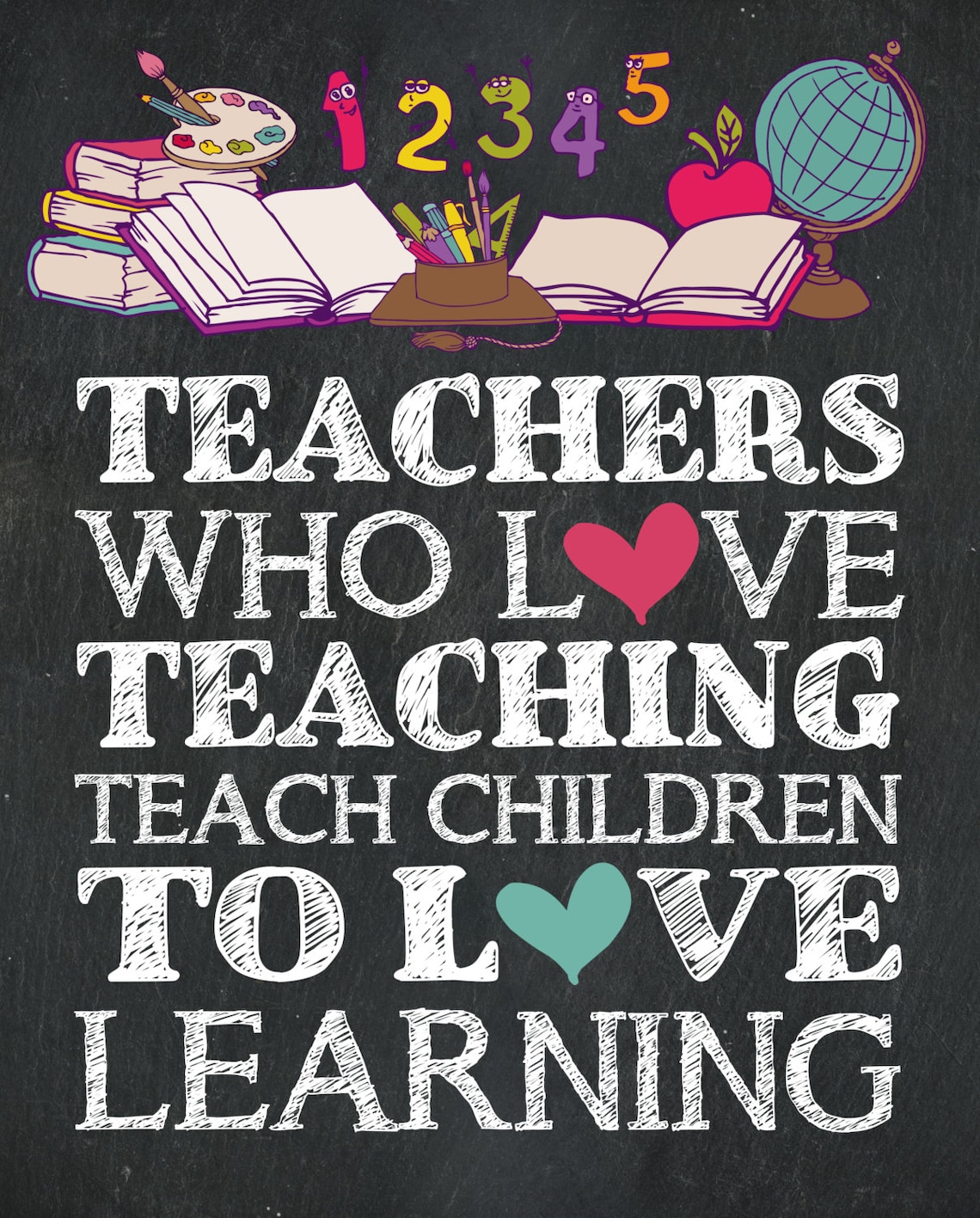 Teacher Wall Art Chalkboard Poster DIY Printable Instant Etsy