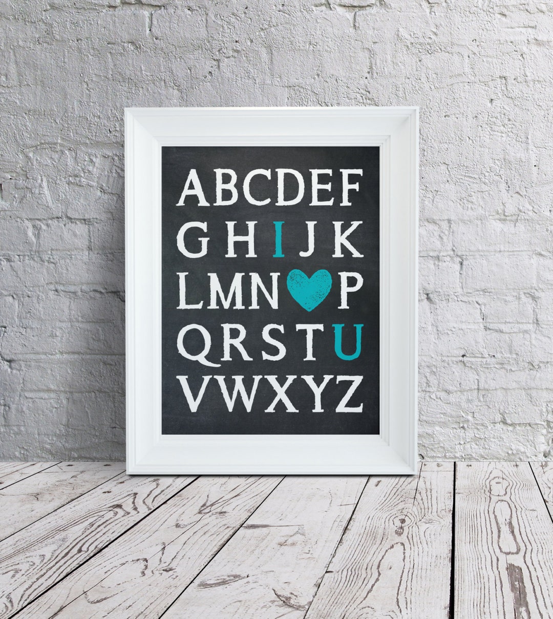 Nursery Wall Art ABC I Love You Nursery Chalkboard Art BLUE Child