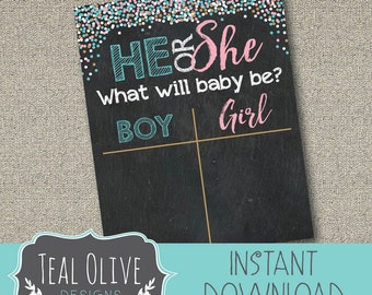 Gender Reveal sign - INSTANT DOWNLOAD - Multiple sizes for sign to tally votes - gender reveal sign