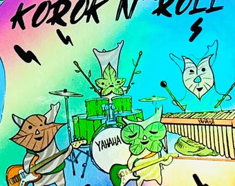 May include: A sticker set labeled "KOROK KIDS" with a cartoon illustration of a character with a backpack. The set includes 5 stickers. One sticker features a band with the text "KOROK N' ROLL" and "YAHAHA".