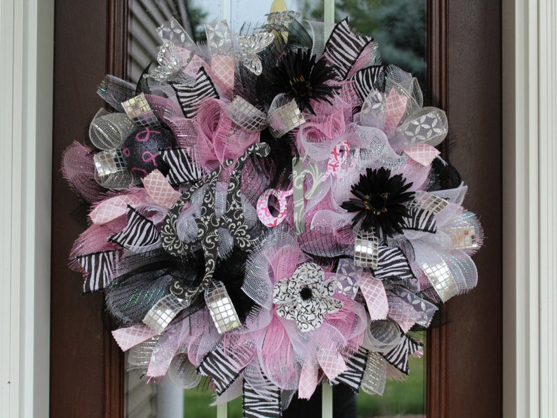 Hope Deco Mesh Wreath Breast Cancer Awareness Wreath Pink | Etsy