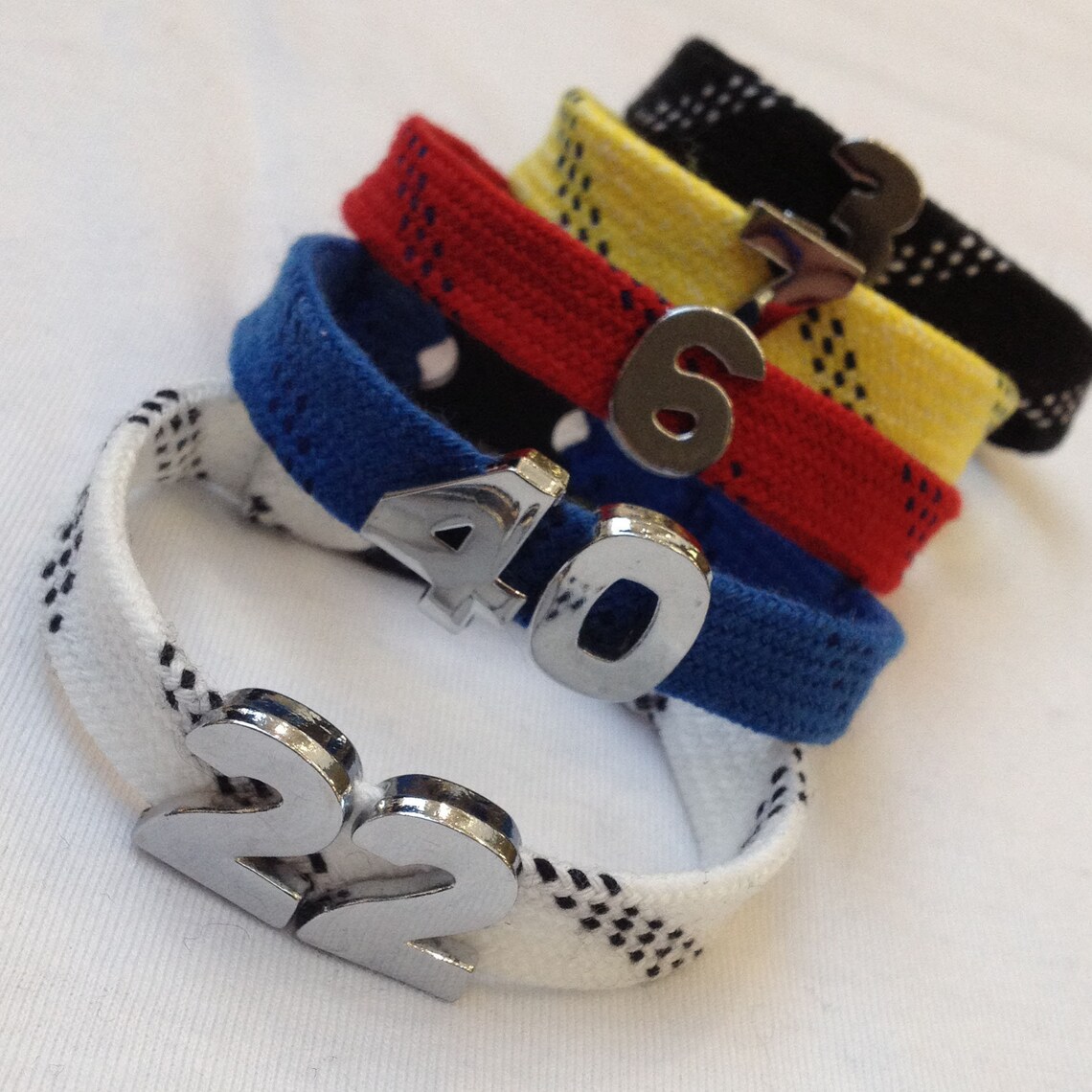Hockey Skate Lace Bracelet With Number Slider Charms Etsy