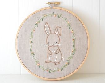 Little Bunny, Hand Embroidery PDF Pattern - Instant Digital Download // Hand Embroidery Design // Nursery Art // Needlecraft design