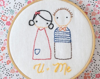 U + Me sweet couple, Hand Embroidery PDF Pattern - Instand Digital Download // Hand Embroidery Design // Needlecraft design // #103