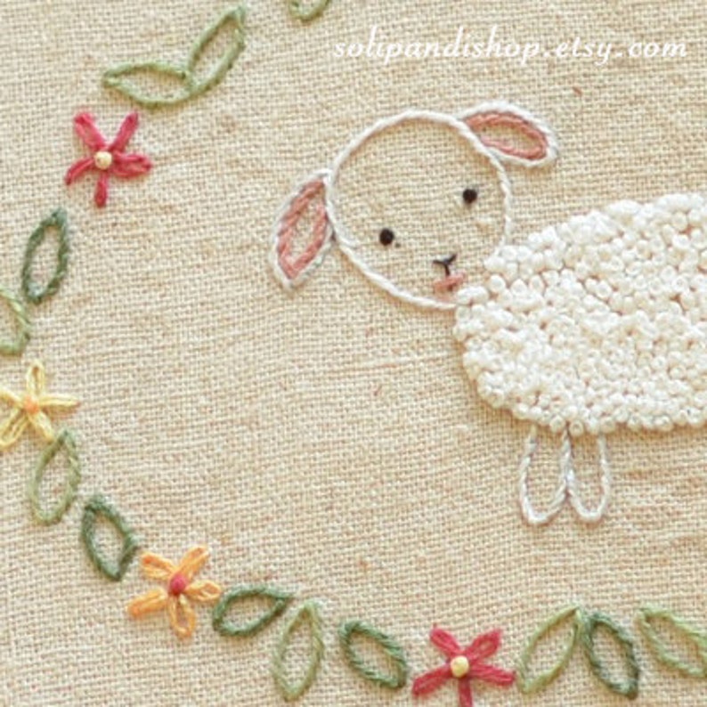 Little lamb  hand embroidery pdf sybju instand digital  etsy