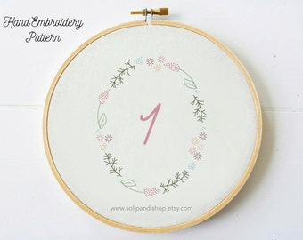 Bundle 1-10 Numbers in Floral Frame / Hand Embroidery Design PDF Pattern - Instand Digital Download //Stitch pattern /Needlecraft /Solipandi