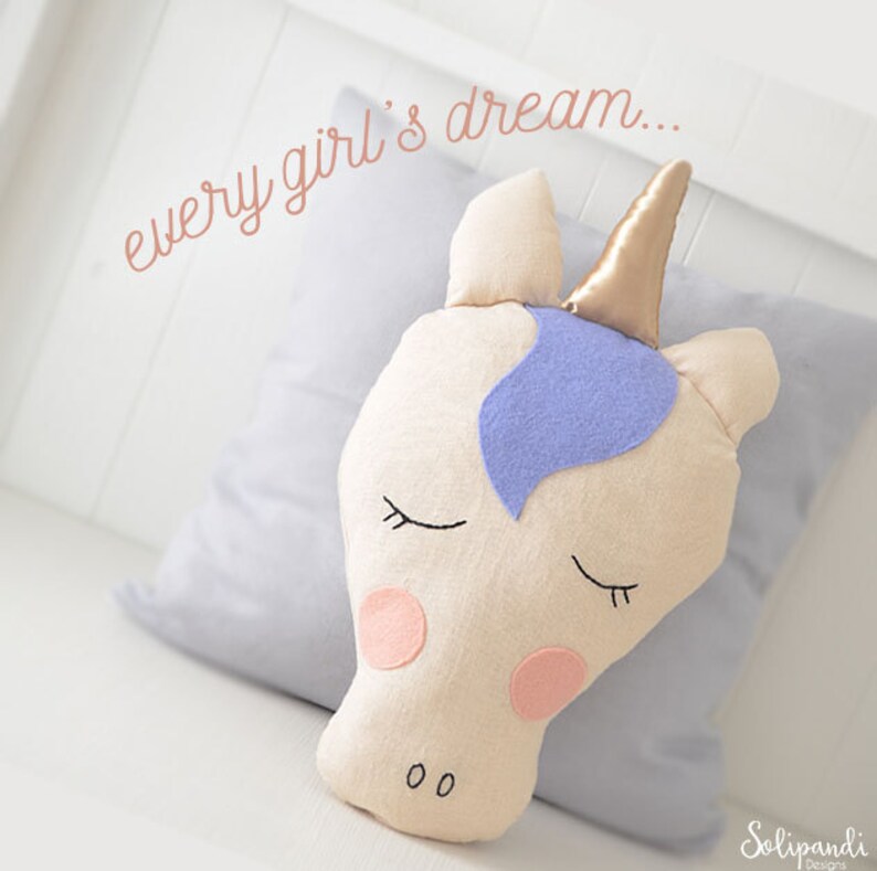 Unicorn Pillow Sewing Pattern // DIY // Fabric Toy Pattern // Etsy