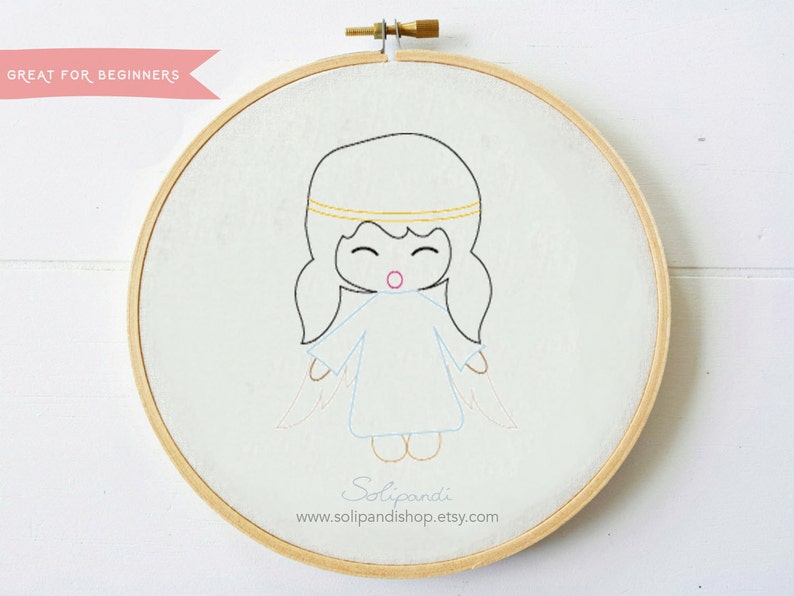 Singing Angel Hand Embroidery Design Pdf Pattern Instand Digital Download Great For Beginners Easy Pattern Solipandi 101