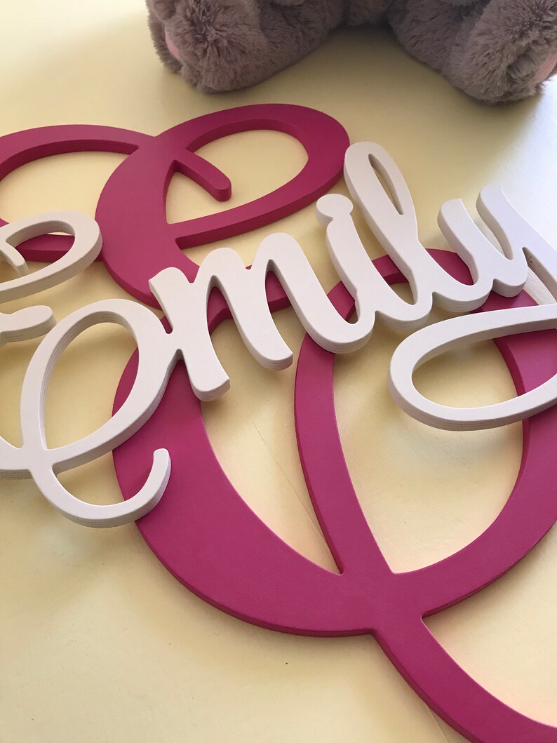 Cutout Name Signs Two Names Calligraphy Nursery Decor Etsy