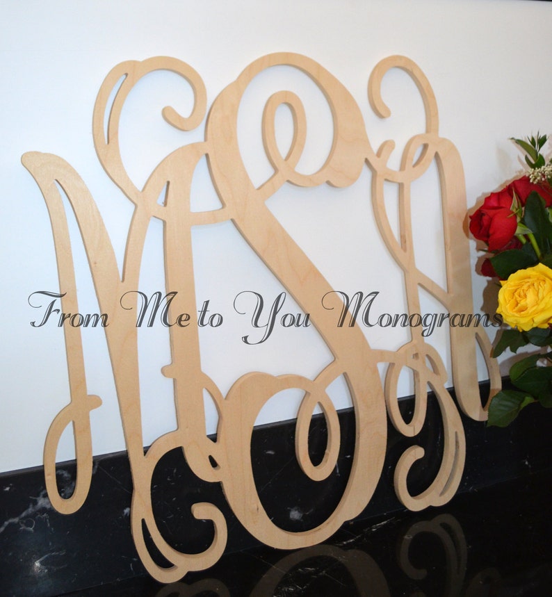 34 Inch Vine Monogram Wooden Wall Monograms Home Decor Office Wedding Initials Shower Gift