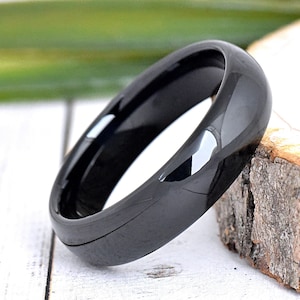6mm High Polished Black Tungsten Ring, Mens Tungsten Wedding Band, Tungsten Ring, Wedding Ring, Engagement Ring, Man Promise Ring