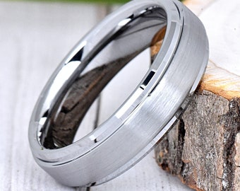 Mens Tungsten Wedding Band, Wedding Ring, Tungsten Ring, 6mm Brushed Ring, Promise Ring for Him, Men's Engagement Ring