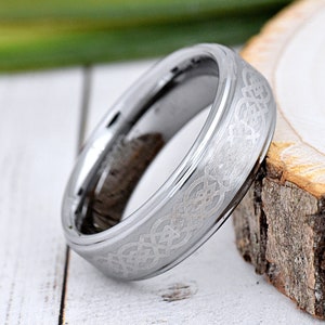 Celtic Knot Wedding Band, 7mm Tungsten Wedding Ring, Man Promise Ring, Anniversary Ring, Engagement Ring, Tungsten Band, Personalized Ring