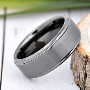 Gunmetal Tungsten Wedding Band Men. Gray Tungsten Wedding Ring. 8mm Ring. Mens Tungsten Wedding Ring. Promise Ring. Anniversary Ring
