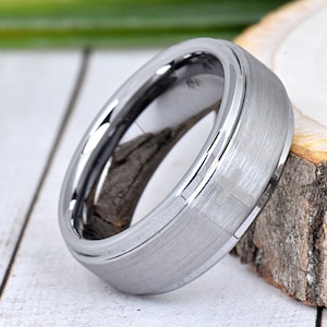 Men&#39;s Tungsten Wedding Band, Tungsten Ring, Wedding Ring, Man Engagement Ring, Man Promise Ring, 7mm Width Ring, Cross Engraved Outside