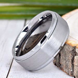 9mm Thick Tungsten Wedding Band, Tungsten Ring, Wedding Ring, Man Engagement Ring, Man Promise Ring, Brushed, Men&#39;s Tungsten Wedding Ring