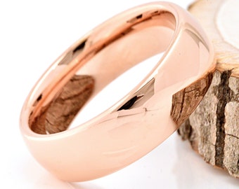 Rose Gold Wedding Band, Tungsten Ring, Mens Tungsten Wedding Ring, 7mm Rose Gold Ring, Men's Wedding Band