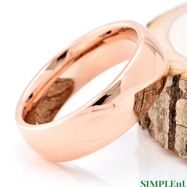 Rose Gold Wedding Band, Tungsten Ring, Mens Tungsten Wedding Ring, 7mm Rose Gold Ring, Men's Wedding Band