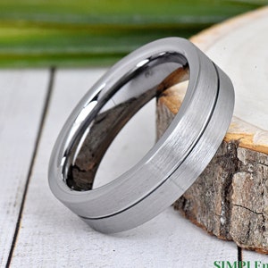 Man Engagement Ring, Men&#39;s Tungsten Wedding Band, Tungsten Ring, Wedding Ring, Man Promise Ring, 6mm Ring, Pipe Cut