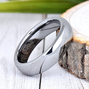 Mens Wedding Ring, High Polished Domed Tungsten Carbide Wedding Band Womens Mens, Unique Simple Engagement Ring, Minimalist Ring, Engagement